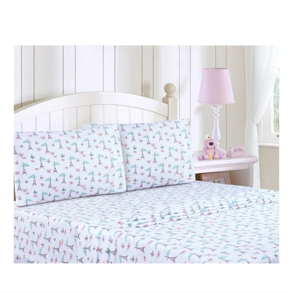 NWT Your Zone Paris Theme Super Soft Sheet Set Twin